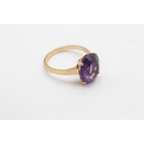 126 - 9ct gold amethyst solitaire dress ring (3.1g) size  K