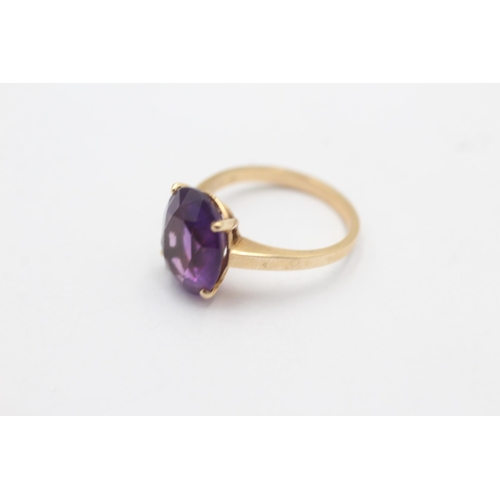 126 - 9ct gold amethyst solitaire dress ring (3.1g) size  K