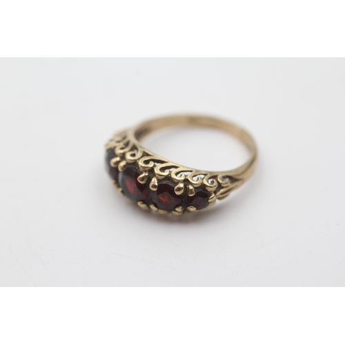 139 - 9ct gold vintage garnet gypsy ring (3g) size  K