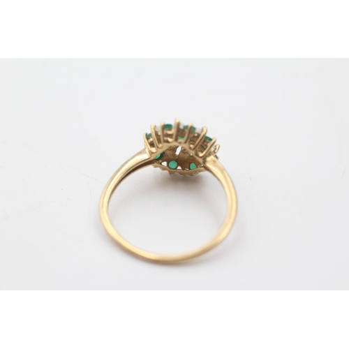 15 - 9ct gold opal and emerald cluster ring (1.7g) size  N