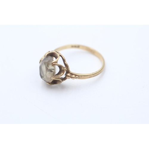 198 - 9ct gold vintage smokey quartz claw set ring (2.3g) size  N