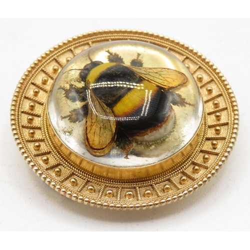 201 - High carat gold Essex crystal Bumble Bee brooch  20.8g  45mm diameter