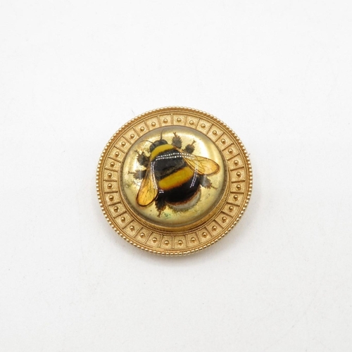 201 - High carat gold Essex crystal Bumble Bee brooch  20.8g  45mm diameter