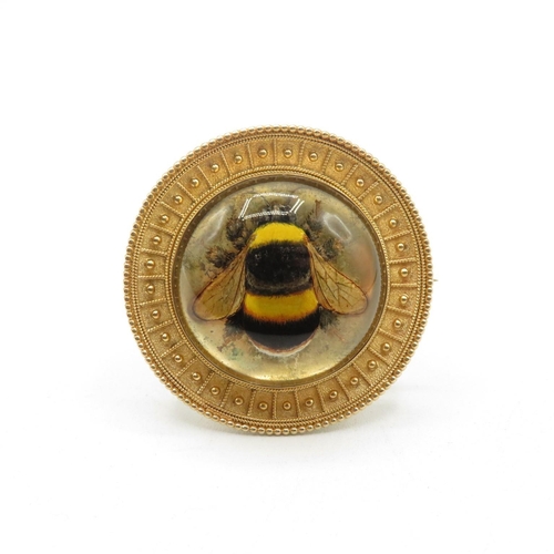 201 - High carat gold Essex crystal Bumble Bee brooch  20.8g  45mm diameter