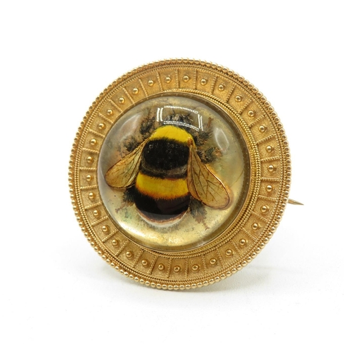 201 - High carat gold Essex crystal Bumble Bee brooch  20.8g  45mm diameter