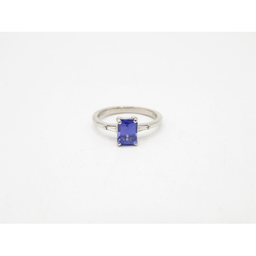 209 - Rhapsody 950 platinum AAAA Tanzanite ring 7x5mm spread creating 1.1ct Tanzanite.  Total weight 4g Si... 