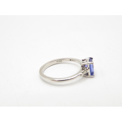 209 - Rhapsody 950 platinum AAAA Tanzanite ring 7x5mm spread creating 1.1ct Tanzanite.  Total weight 4g Si... 