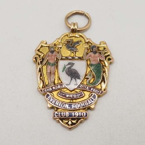 211 - Original 15ct gold Everton Football Club 1910 medal with intact near perfect enamelling no engraving... 