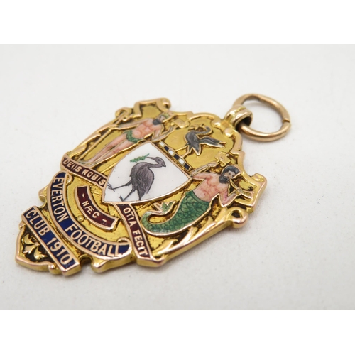 211 - Original 15ct gold Everton Football Club 1910 medal with intact near perfect enamelling no engraving... 