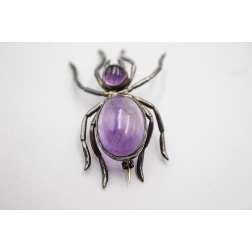 228 - .925 Amethyst Set Vintage Spider Brooch