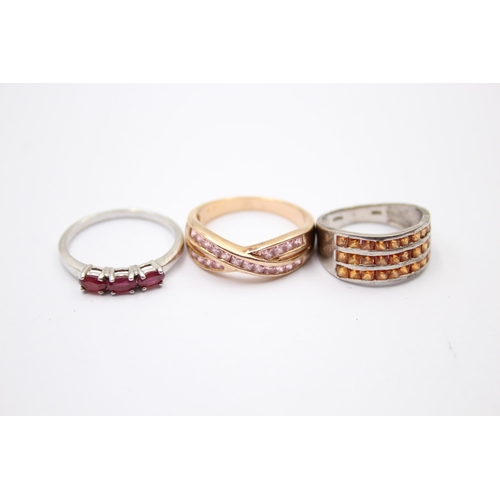 229 - 12 X .925 Gemstone Set Rings Including Ruby And Opal