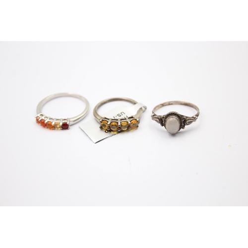 229 - 12 X .925 Gemstone Set Rings Including Ruby And Opal