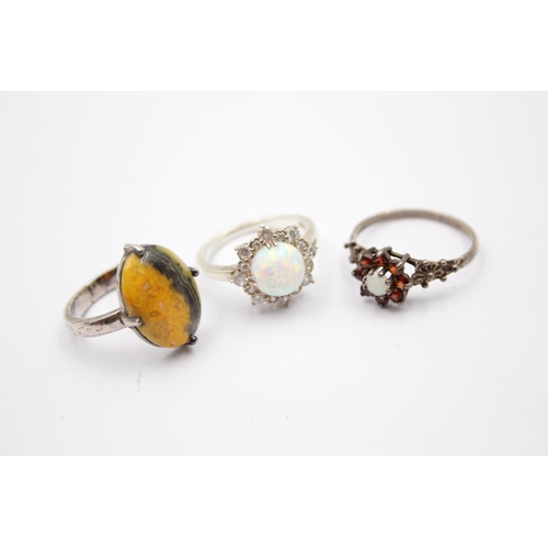 229 - 12 X .925 Gemstone Set Rings Including Ruby And Opal