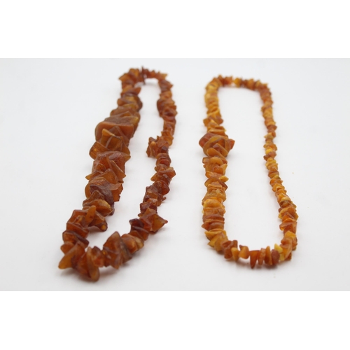 231 - Two Amber Nugget Necklaces