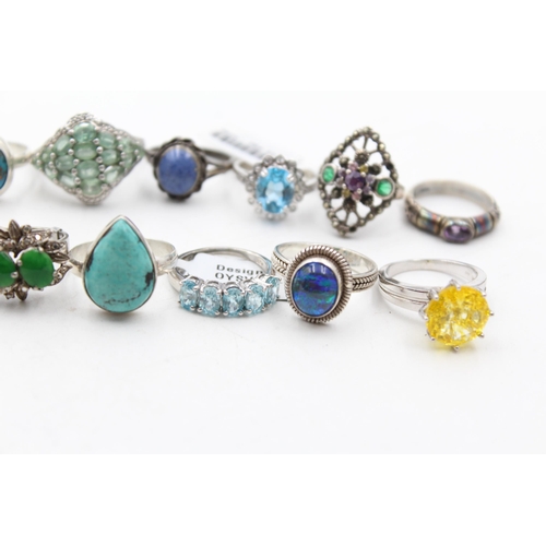 237 - 12 X .925 Gemstone Set Rings Including Tggc