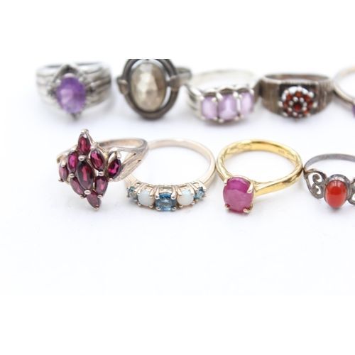 238 - 14 X .925 Gemstone Set Rings Including Ruby