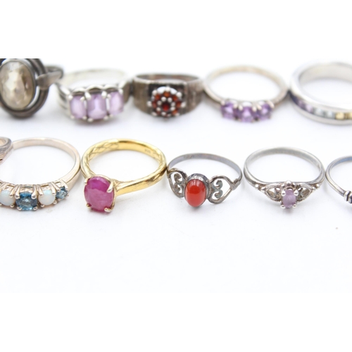 238 - 14 X .925 Gemstone Set Rings Including Ruby