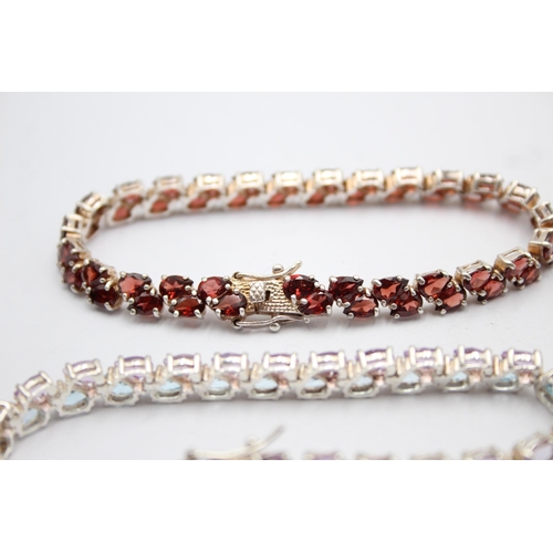 239 - X 4 .925 Gemstone Bracelets