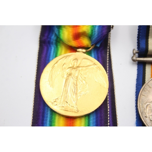 283 - WW1 Medal Pair & Original Long Ribbons to C-1739 Pte A. Meacham KRRC