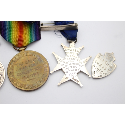 288 - WW1 Medal Group Inc WW1 Pair & Territorial Medal to Colour Sgt F. Elliott A.S