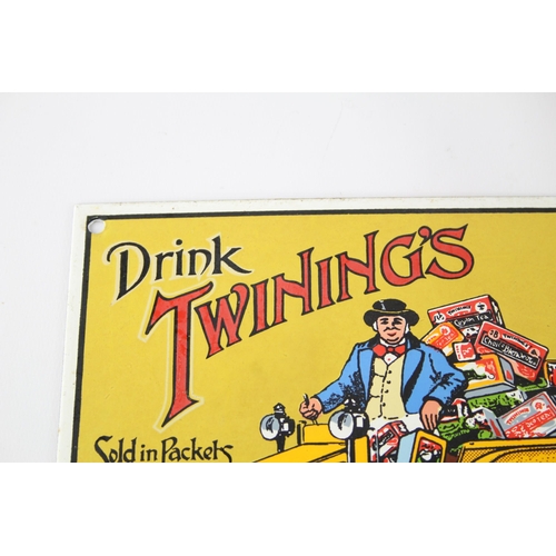 304 - Vintage TWININGS Repro Hand Printed Porcelain Enamel Advertising Sign