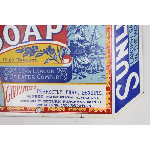 305 - Vintage SUNLIGHT SOAP Repro Hand Printed Porcelain Enamel Advertising Sign