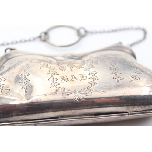 318 - Vintage Hallmarked 1938 Birmingham STERLING SILVER Ladies Coin Purse / Bag (71g)