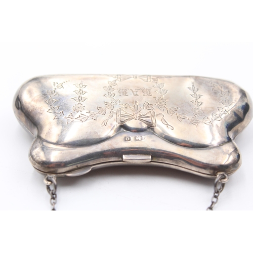 318 - Vintage Hallmarked 1938 Birmingham STERLING SILVER Ladies Coin Purse / Bag (71g)