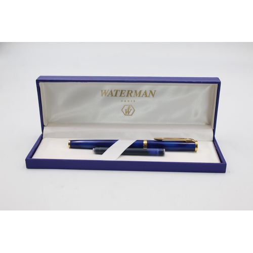 359 - Vintage WATERMAN Preface Blue Lacquer FOUNTAIN PEN w/ 18ct Gold Nib WRITING