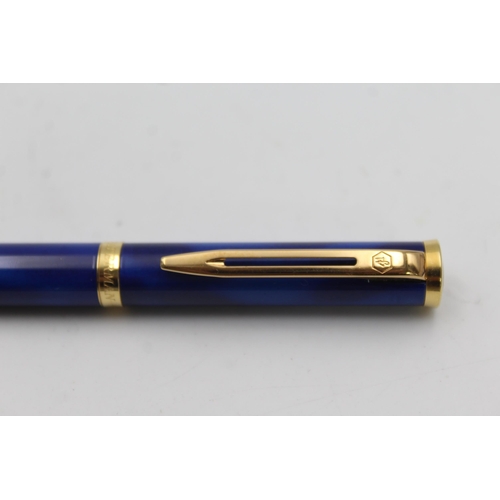 359 - Vintage WATERMAN Preface Blue Lacquer FOUNTAIN PEN w/ 18ct Gold Nib WRITING