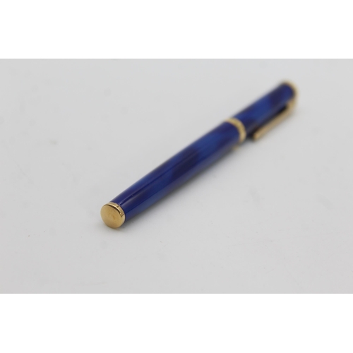 359 - Vintage WATERMAN Preface Blue Lacquer FOUNTAIN PEN w/ 18ct Gold Nib WRITING