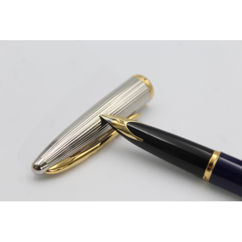 365 - Vintage WATERMAN Carene Navy Lacquer FOUNTAIN PEN w/ 18ct Gold Nib WRITING