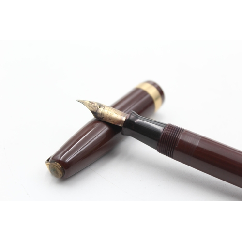 366 - Vintage WATERMAN 515 Brown FOUNTAIN PEN w/ 14ct Gold Nib WRITING