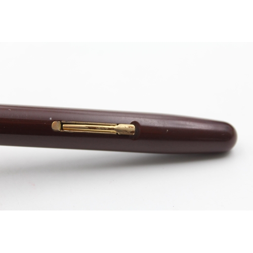 366 - Vintage WATERMAN 515 Brown FOUNTAIN PEN w/ 14ct Gold Nib WRITING