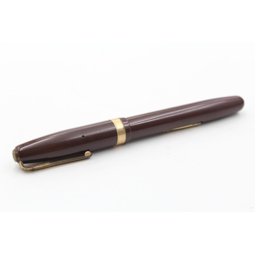 366 - Vintage WATERMAN 515 Brown FOUNTAIN PEN w/ 14ct Gold Nib WRITING