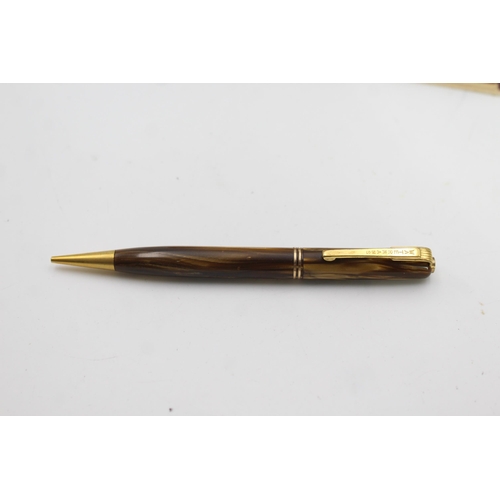 368 - Vintage WATERMAN 503 Brown FOUNTAIN PEN w/ 14ct Gold Nib, Pencil, Box Etc