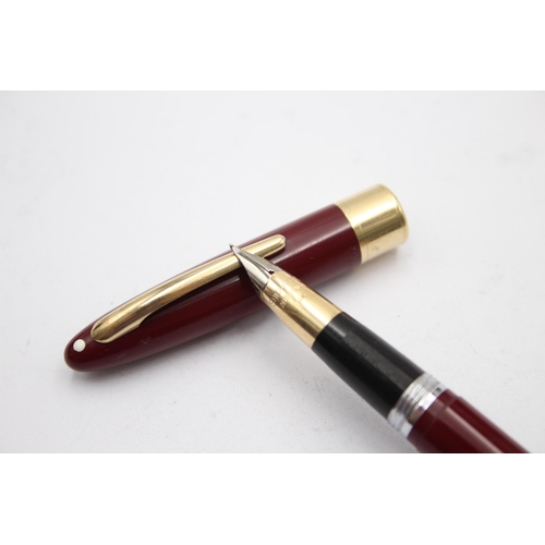 370 - Vintage SHEAFFER Snorkel Burgundy FOUNTAIN PEN w/ 14ct Gold Nib WRITING