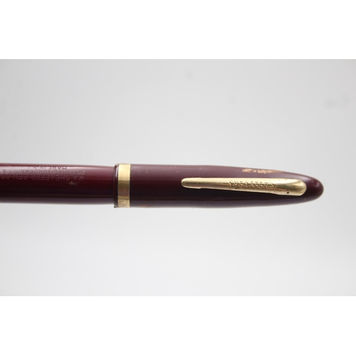 371 - Vintage SHEAFFER Snorkel Burgundy FOUNTAIN PEN w/ 14ct Gold Nib WRITING