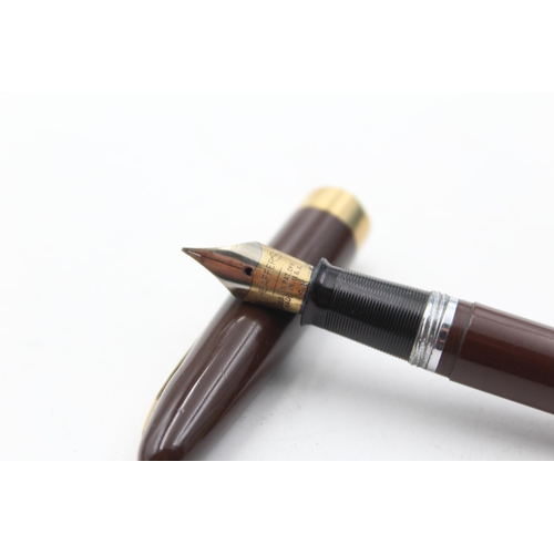 376 - Vintage SHEAFFER Balance Brown FOUNTAIN PEN w/ 14ct Gold Nib WRITING