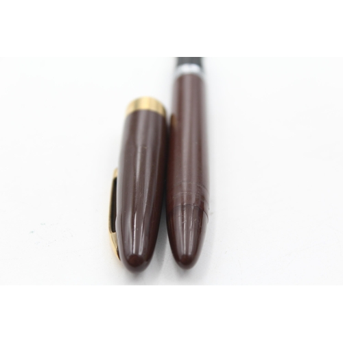 376 - Vintage SHEAFFER Balance Brown FOUNTAIN PEN w/ 14ct Gold Nib WRITING