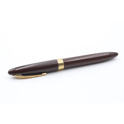 376 - Vintage SHEAFFER Balance Brown FOUNTAIN PEN w/ 14ct Gold Nib WRITING