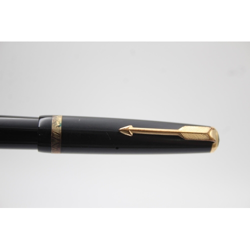 384 - Vintage PARKER Maxima Duofold Black FOUNTAIN PEN w/ 14ct Gold Nib WRITING