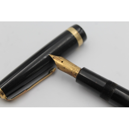 385 - Vintage PARKER Maxima Duofold Black FOUNTAIN PEN w/ 14ct Gold Nib WRITING