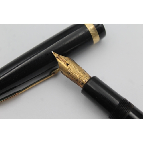 385 - Vintage PARKER Maxima Duofold Black FOUNTAIN PEN w/ 14ct Gold Nib WRITING