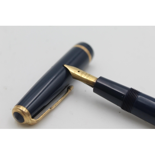 387 - Vintage PARKER Duofold Navy FOUNTAIN PEN w/ 14ct Gold Nib WRITING