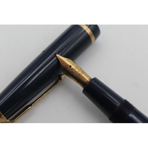 387 - Vintage PARKER Duofold Navy FOUNTAIN PEN w/ 14ct Gold Nib WRITING