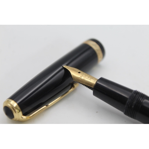 394 - Vintage PARKER Duofold Black FOUNTAIN PEN w/ 14ct Gold Nib WRITING Boxed