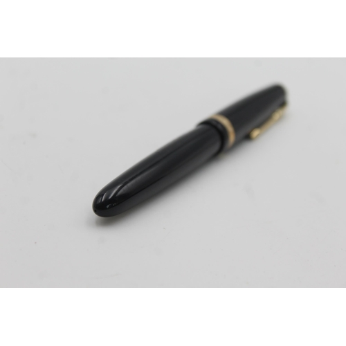 394 - Vintage PARKER Duofold Black FOUNTAIN PEN w/ 14ct Gold Nib WRITING Boxed