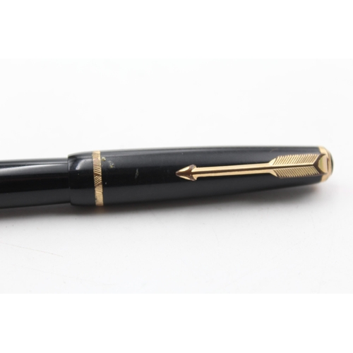 395 - Vintage PARKER Duofold Black FOUNTAIN PEN w/ 14ct Gold Nib WRITING