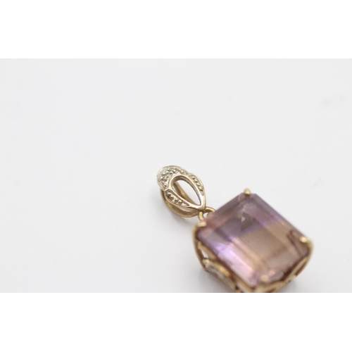 41 - 9ct old vintage ametrine & diamond pendant (2.7g)